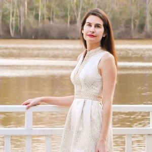 NWOT Lilly Pulitzer Franci High Collar gold dress